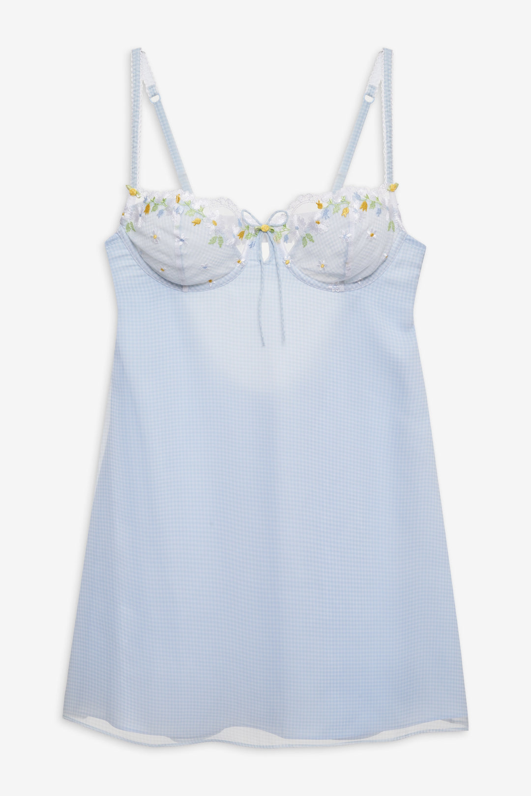 For Love and Lemons Gingham Rose Slip Dress - Blue
