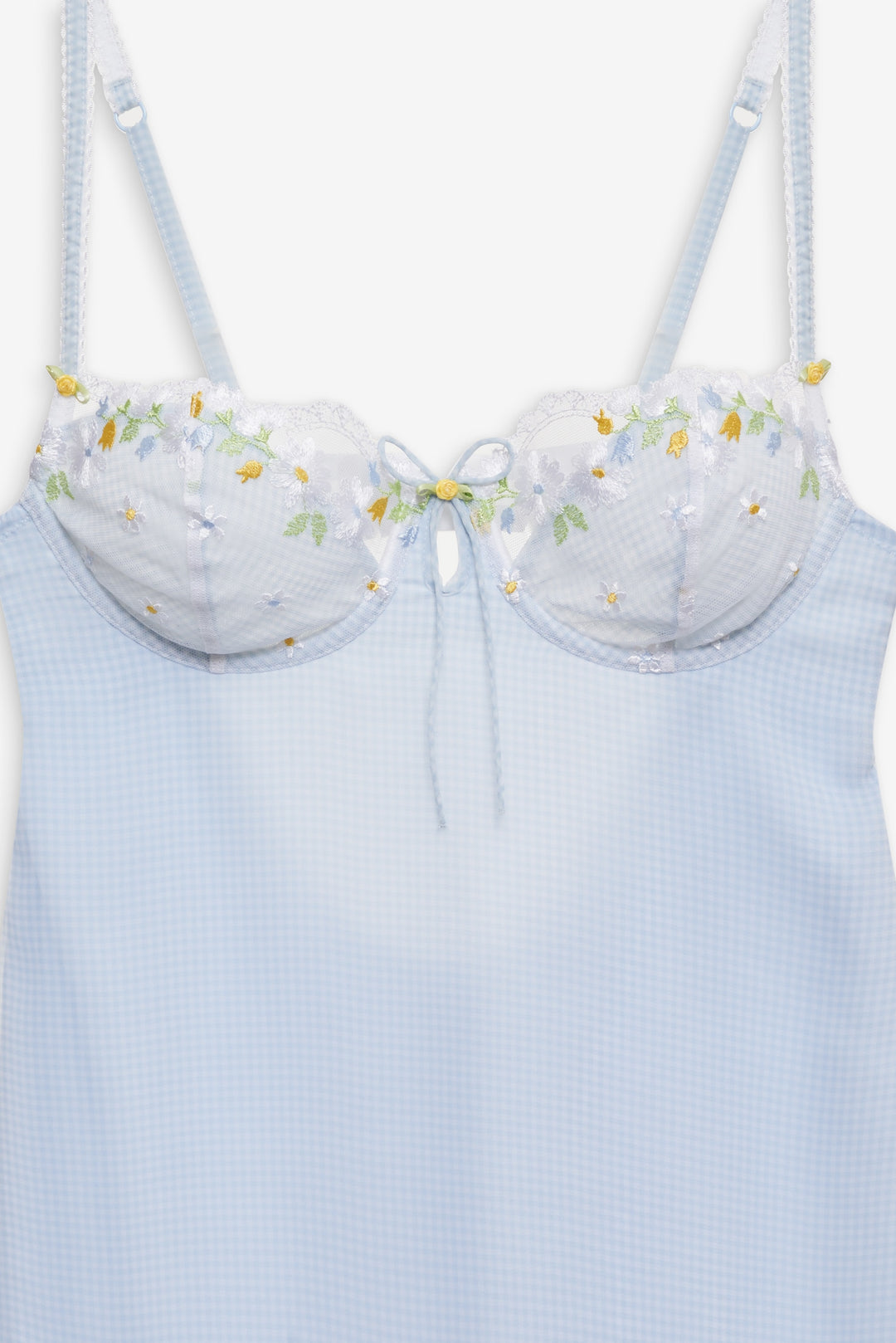 For Love and Lemons Gingham Rose Slip Dress - Blue