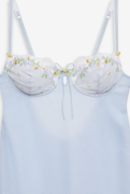 For Love and Lemons Gingham Rose Slip Dress - Blue