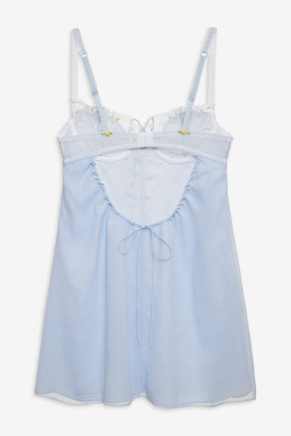 For Love and Lemons Gingham Rose Slip Dress - Blue