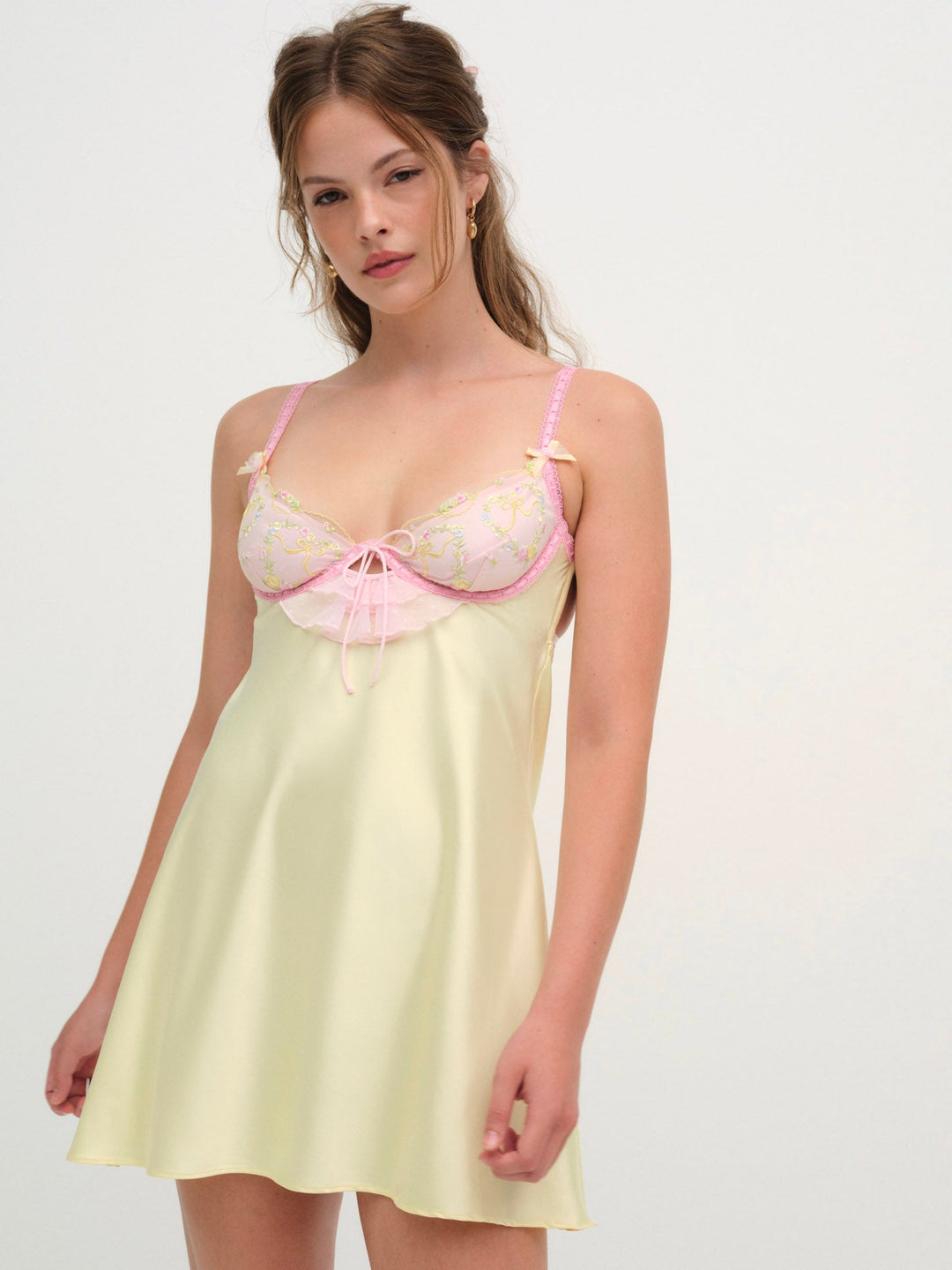 For Love and Lemons Sunny Bouquet Slip Dress - Multi Yellow