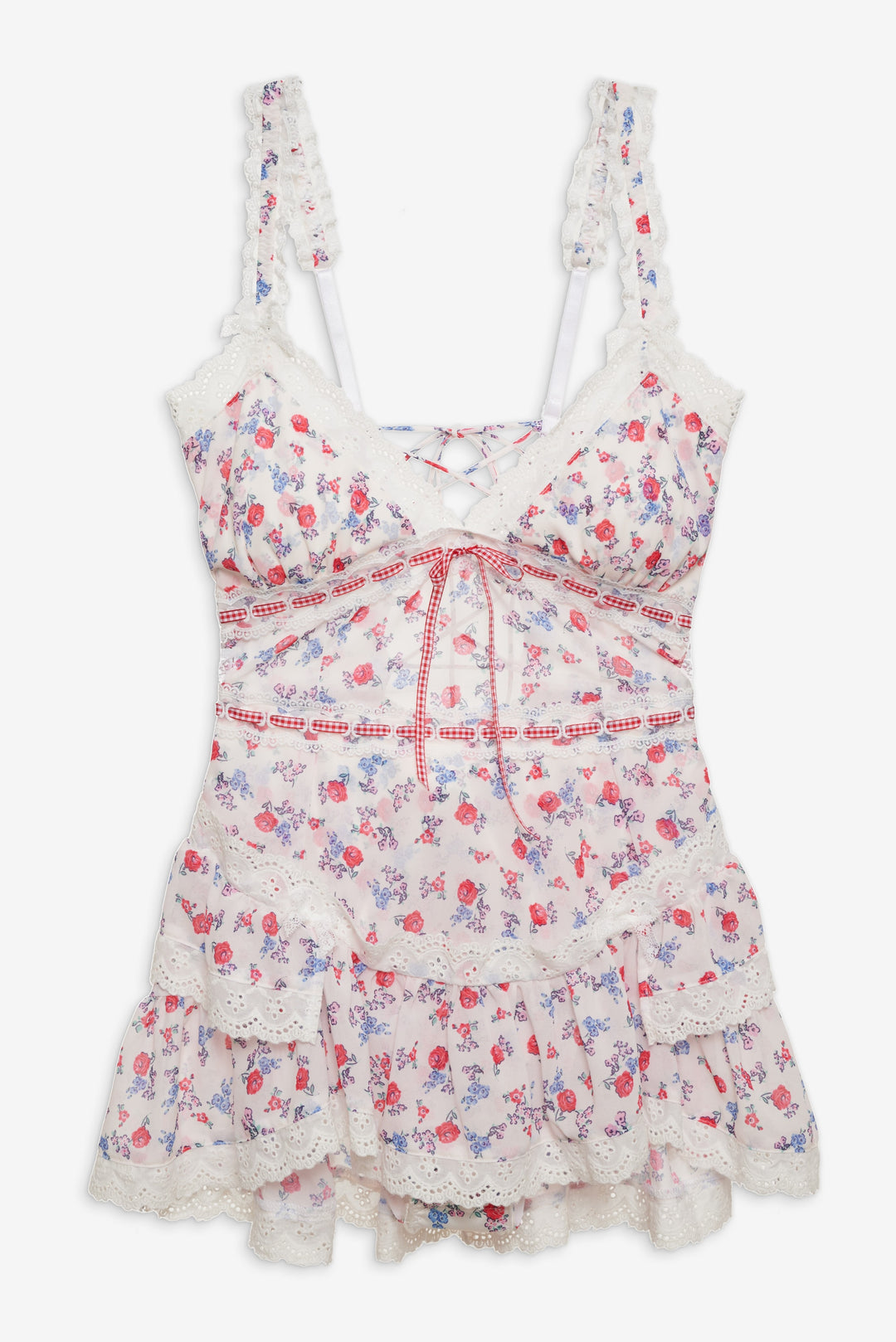 For Love and Lemons Ditsy Day Slip Dress - Red