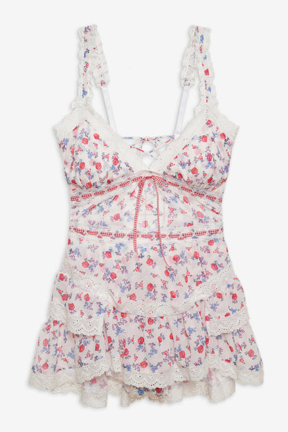 For Love and Lemons Ditsy Day Slip Dress - Red