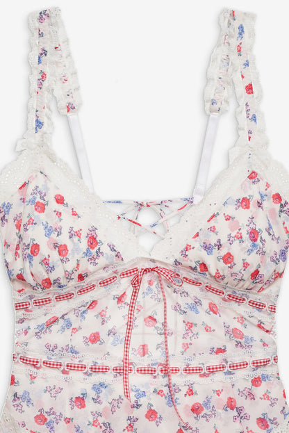 For Love and Lemons Ditsy Day Slip Dress - Red