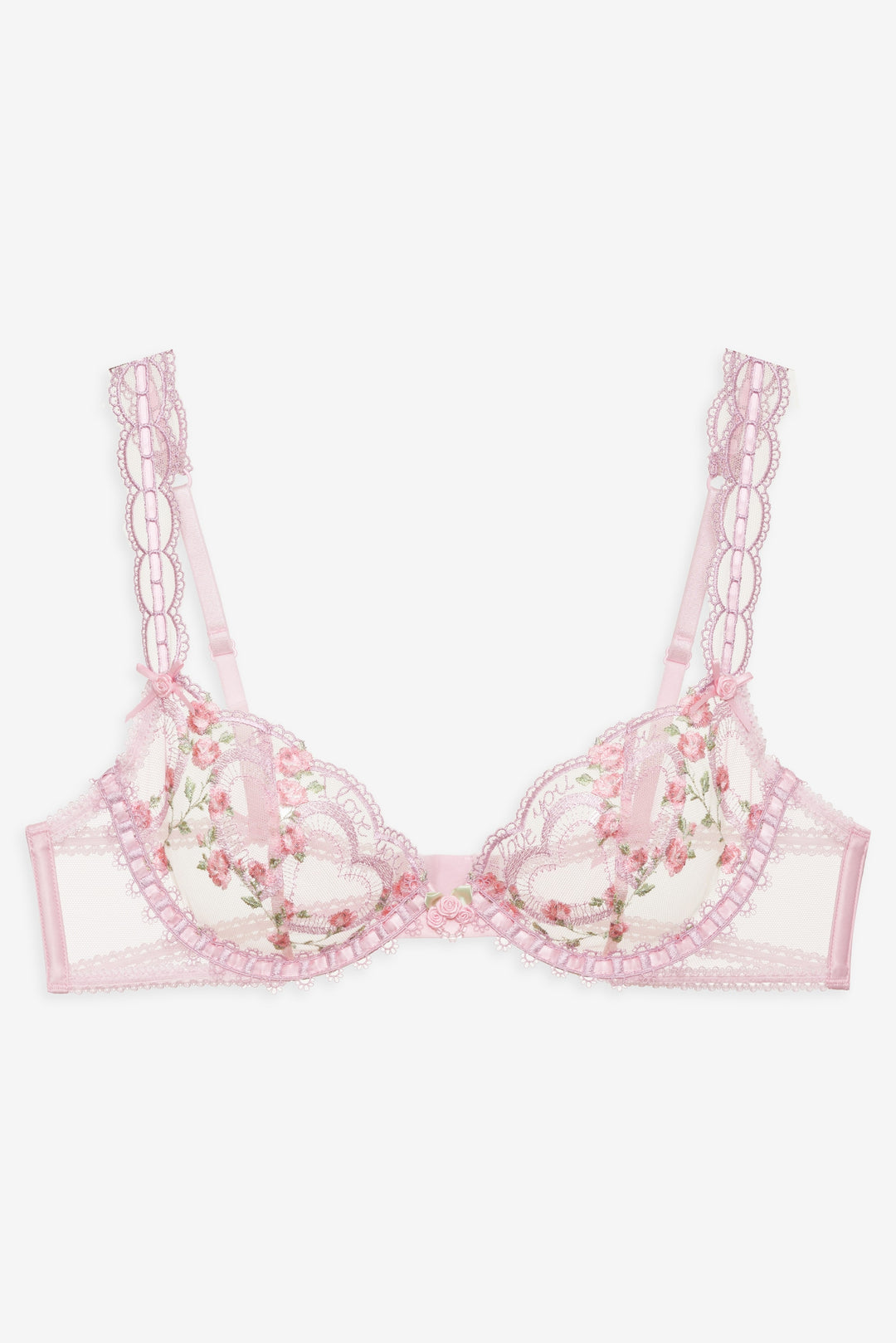 For Love and Lemons Ily Embroidered Underwire Bra - Pink