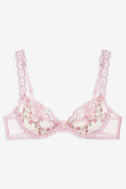 For Love and Lemons Ily Embroidered Underwire Bra - Pink