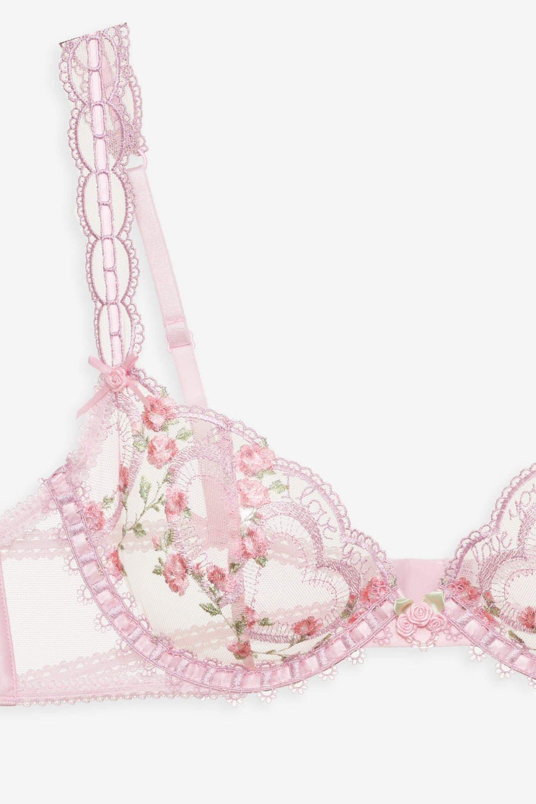 For Love and Lemons Ily Embroidered Underwire Bra - Pink
