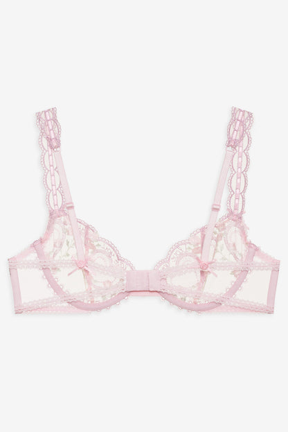 For Love and Lemons Ily Embroidered Underwire Bra - Pink