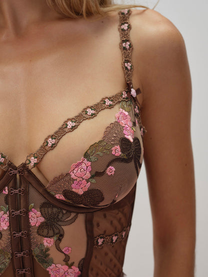 For Love and Lemons Runaway Bows Bustier - Brown