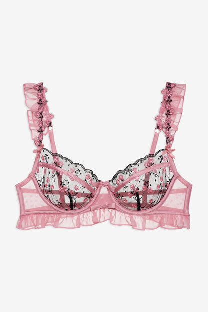 For Love and Lemons Rose Cluster Underwire Bra - Pink