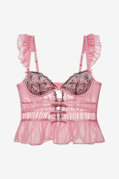 For Love and Lemons Rose Cluster Bustier - Pink