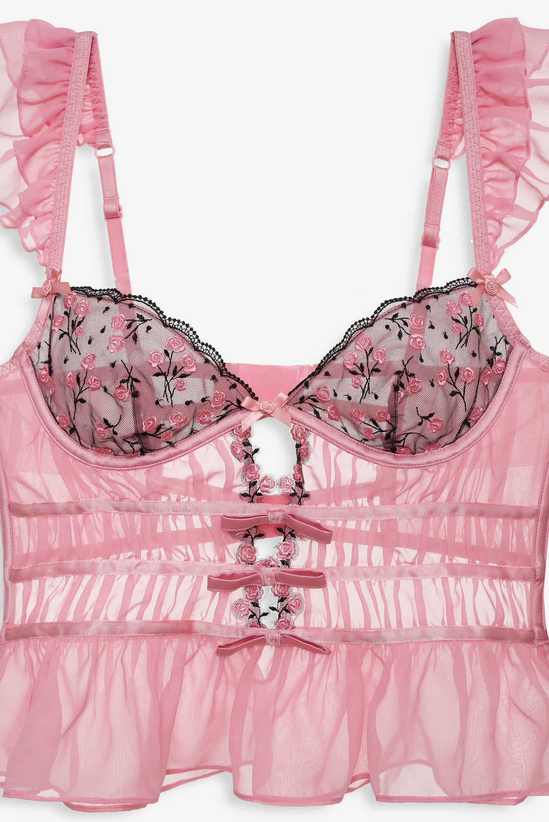 For Love and Lemons Rose Cluster Bustier - Pink