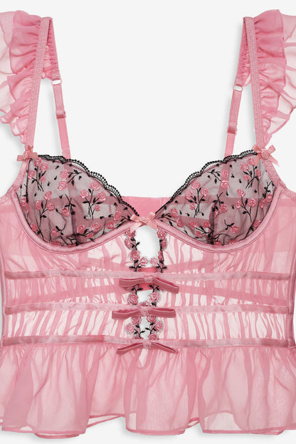 For Love and Lemons Rose Cluster Bustier - Pink