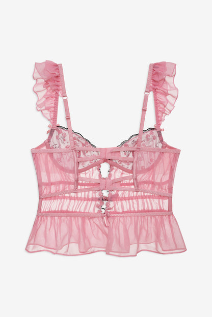 For Love and Lemons Rose Cluster Bustier - Pink