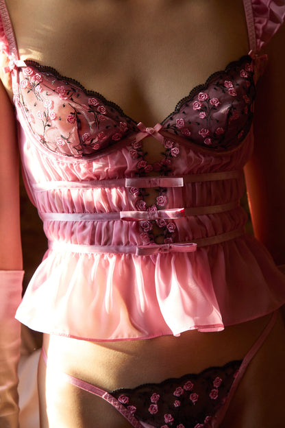 For Love and Lemons Rose Cluster Bustier - Pink