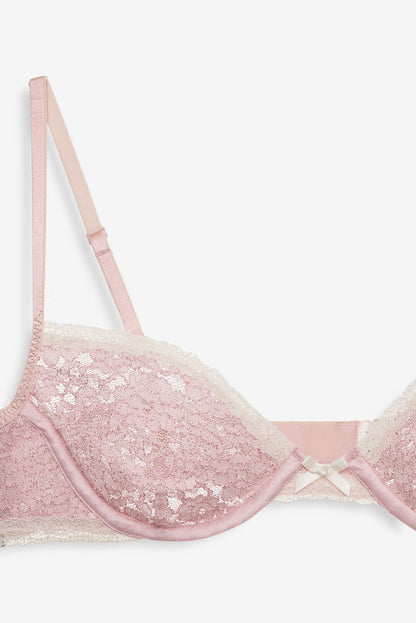 For Love and Lemons Pamela Stretch Lace Underwire Bra - Pink