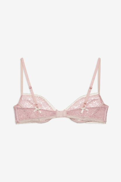 For Love and Lemons Pamela Stretch Lace Underwire Bra - Pink
