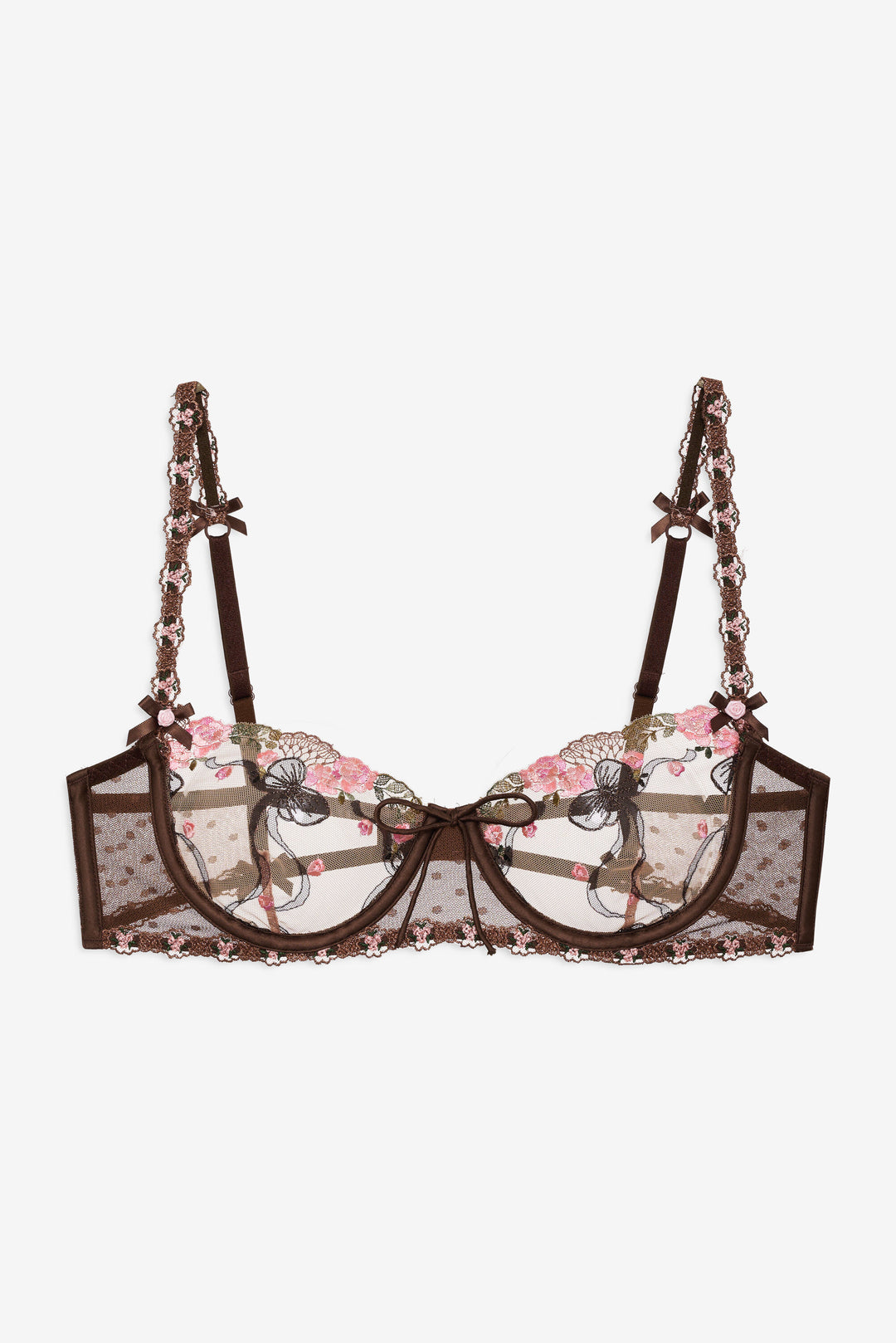 For Love and Lemons Runaway Bows Underwire Bra - Brown
