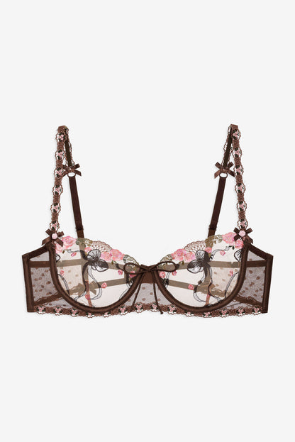 For Love and Lemons Runaway Bows Underwire Bra - Brown