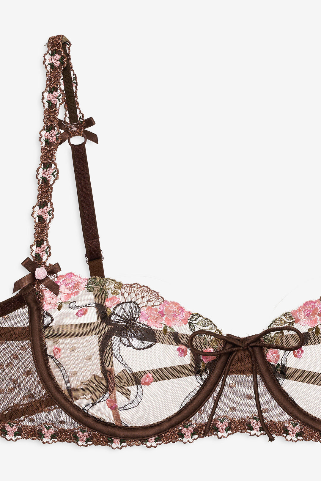 For Love and Lemons Runaway Bows Underwire Bra - Brown