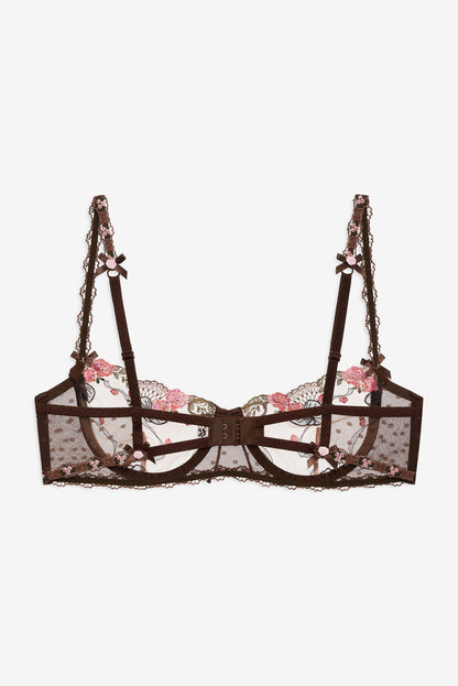 For Love and Lemons Runaway Bows Underwire Bra - Brown