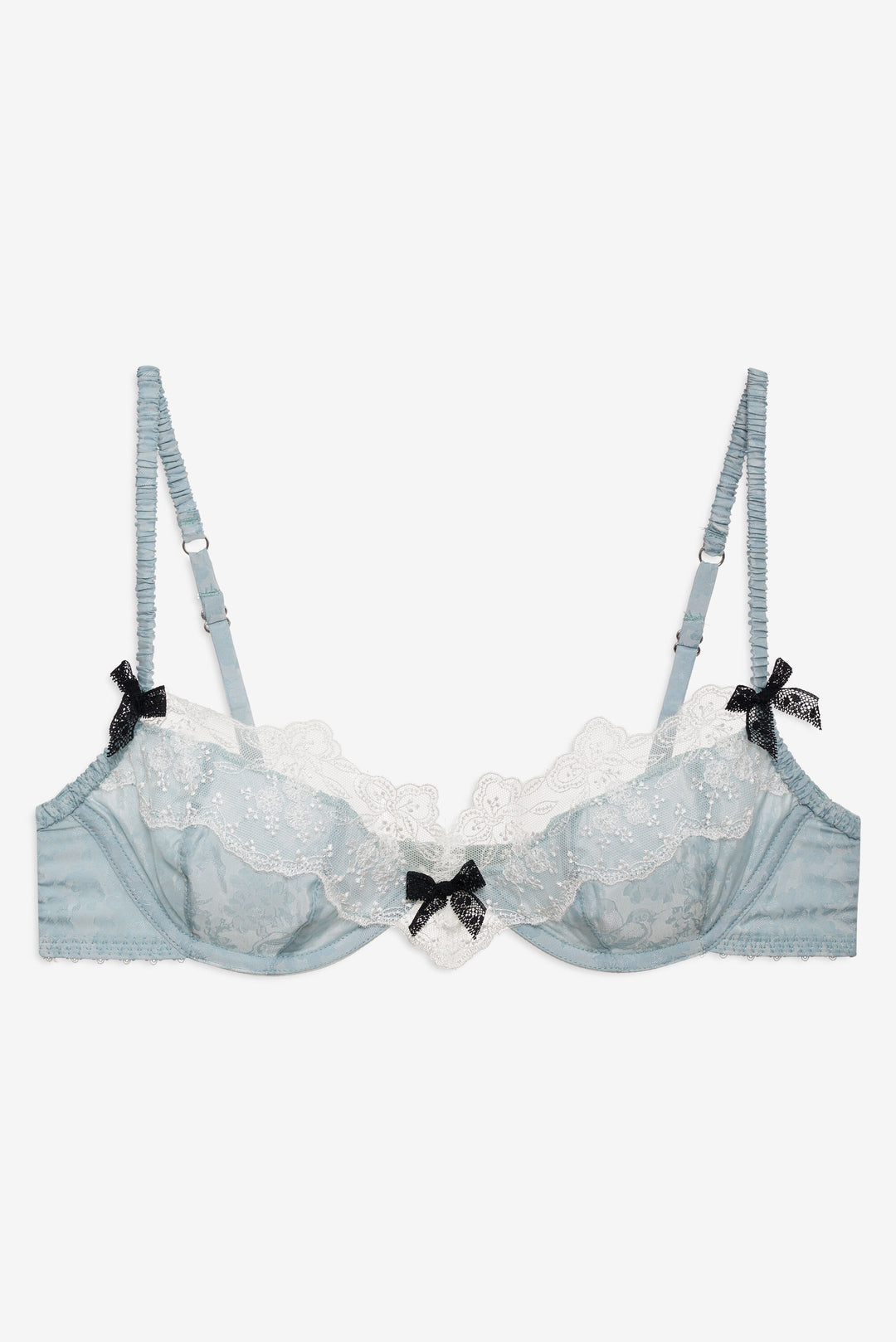 For Love and Lemons Bluebird Jacquard Underwire Bra - Dusty Blue