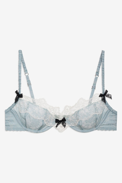 For Love and Lemons Bluebird Jacquard Underwire Bra - Dusty Blue