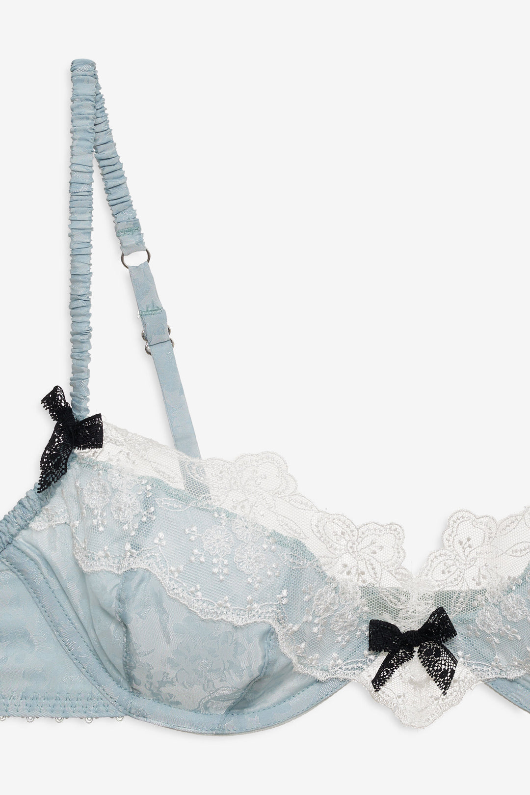For Love and Lemons Bluebird Jacquard Underwire Bra - Dusty Blue