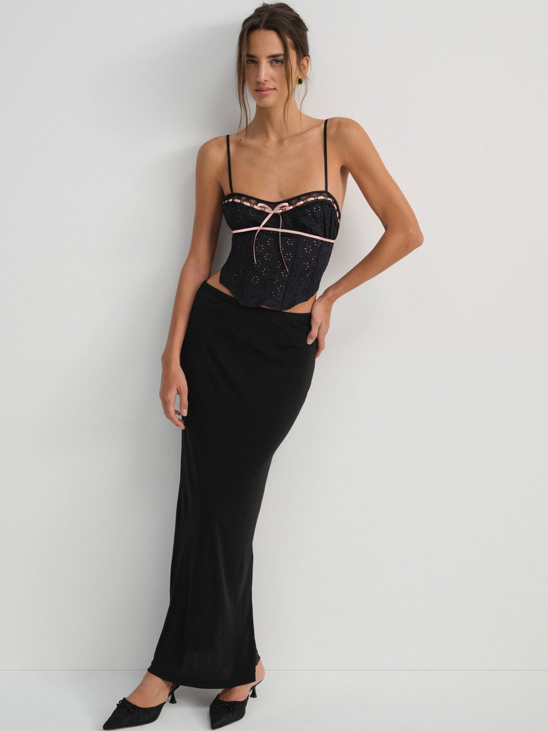 For Love and Lemons Elena Eyelet Bustier - Black