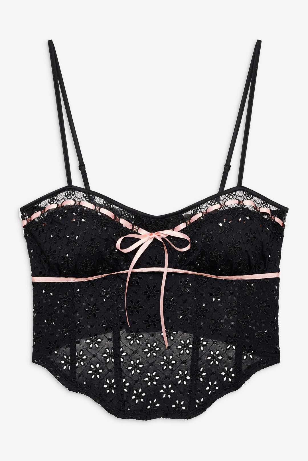 For Love and Lemons Elena Eyelet Bustier - Black