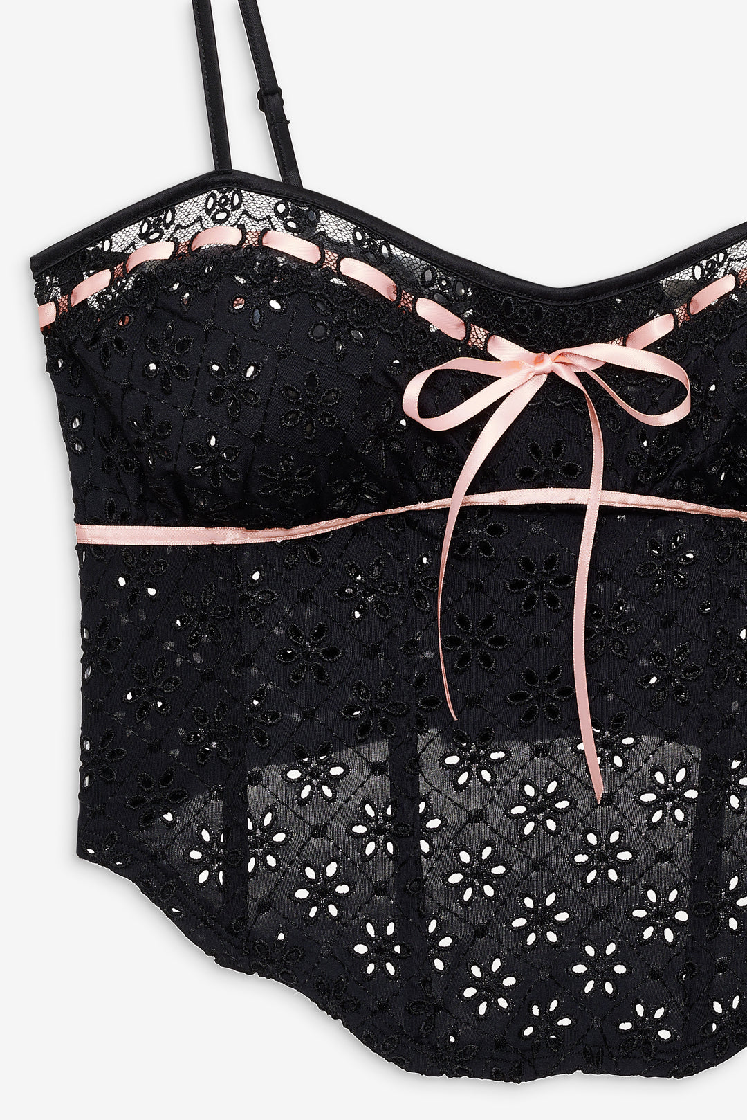 For Love and Lemons Elena Eyelet Bustier - Black
