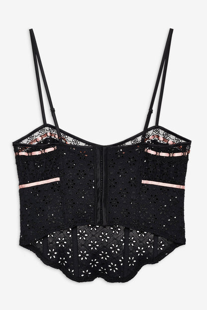 For Love and Lemons Elena Eyelet Bustier - Black