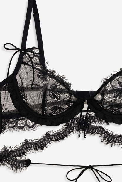For Love and Lemons Sonja Underwire Bra - Black