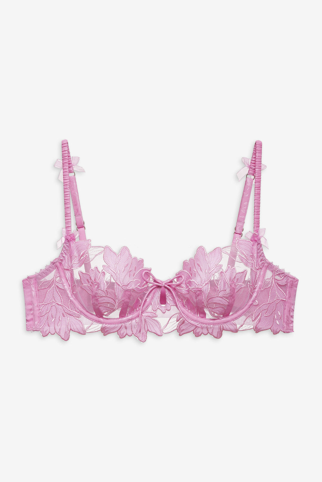 For Love and Lemons Maye Embroidered Underwire Bra - Pink
