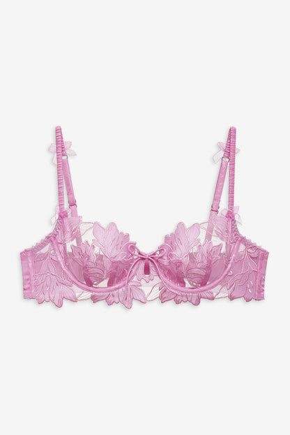 For Love and Lemons Maye Embroidered Underwire Bra - Pink