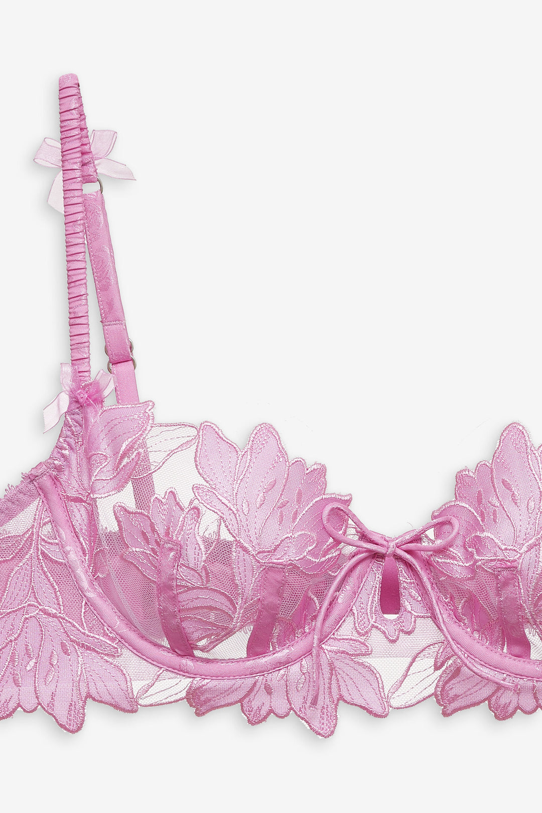For Love and Lemons Maye Embroidered Underwire Bra - Pink