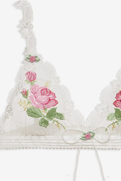 For Love and Lemons Heirloom Rose Bralette - White