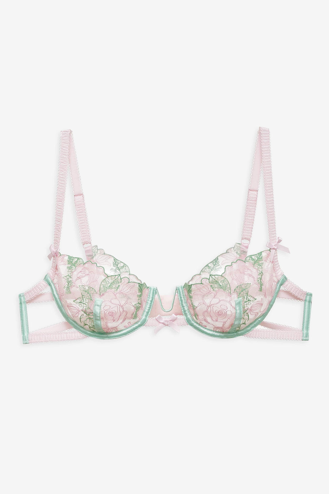 For Love and Lemons Love Story Underwire Bra - Green