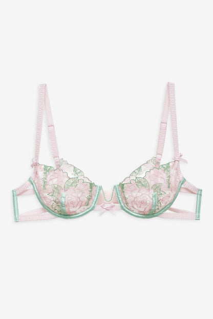 For Love and Lemons Love Story Underwire Bra - Green