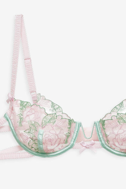 For Love and Lemons Love Story Underwire Bra - Green