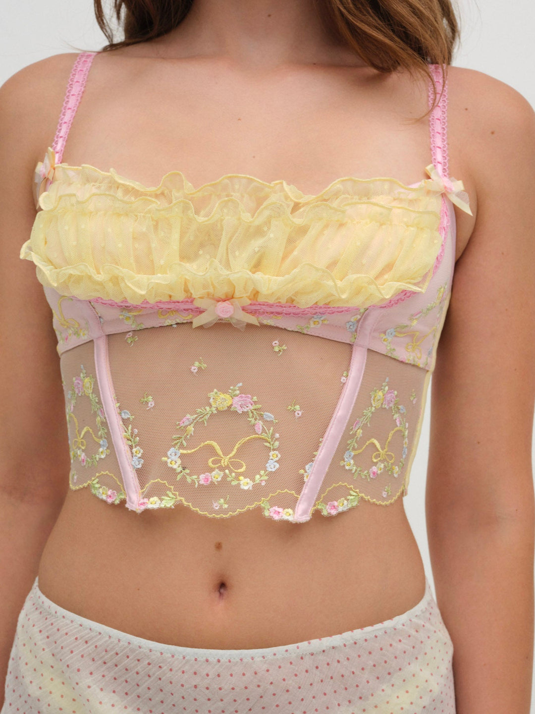 For Love and Lemons Sunny Bouquet Bustier - Multi Yellow