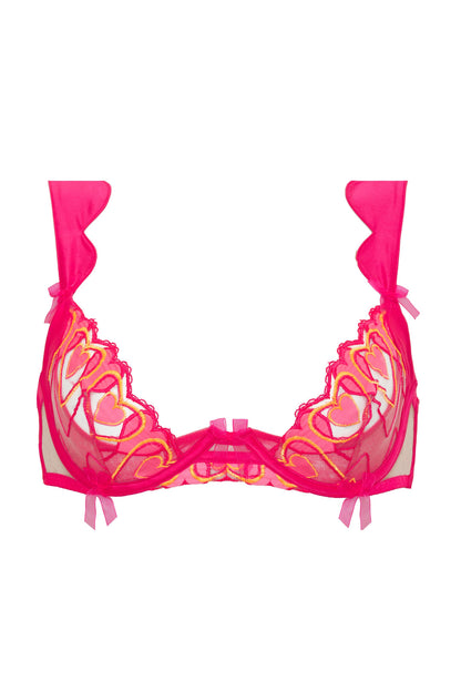 For Love and Lemons Graphic Hearts Bra - Pink