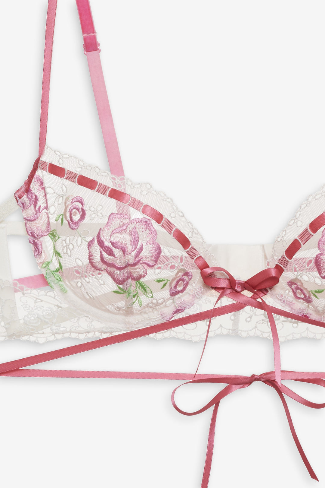 For Love and Lemons Rose Milk Eyelet Underwire Bra - Pink