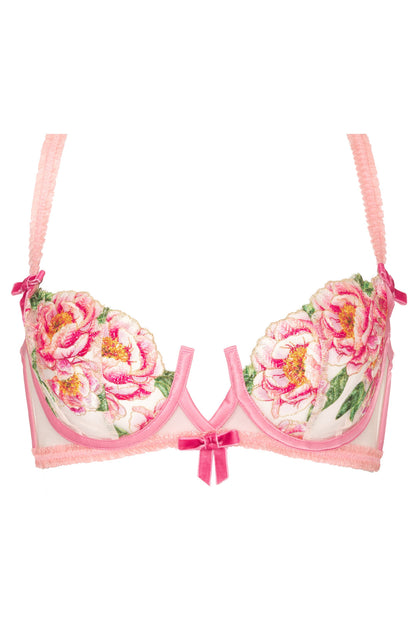 For Love and Lemons Needle Point Roses Underwire Bra - Pink