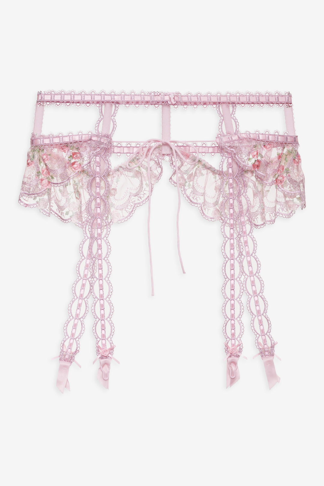 For Love and Lemons Ily Embroidered Garter Belt - Pink