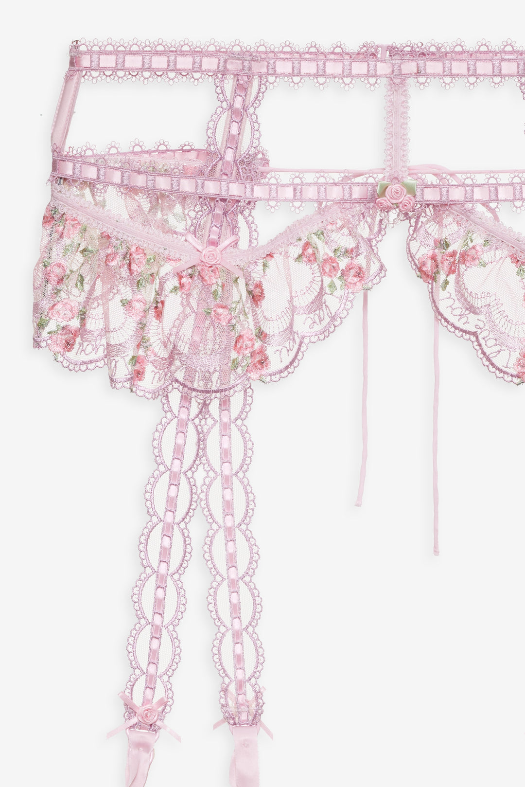 For Love and Lemons Ily Embroidered Garter Belt - Pink