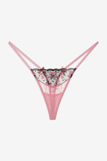 For Love and Lemons Rose Cluster Thong Panty - Pink