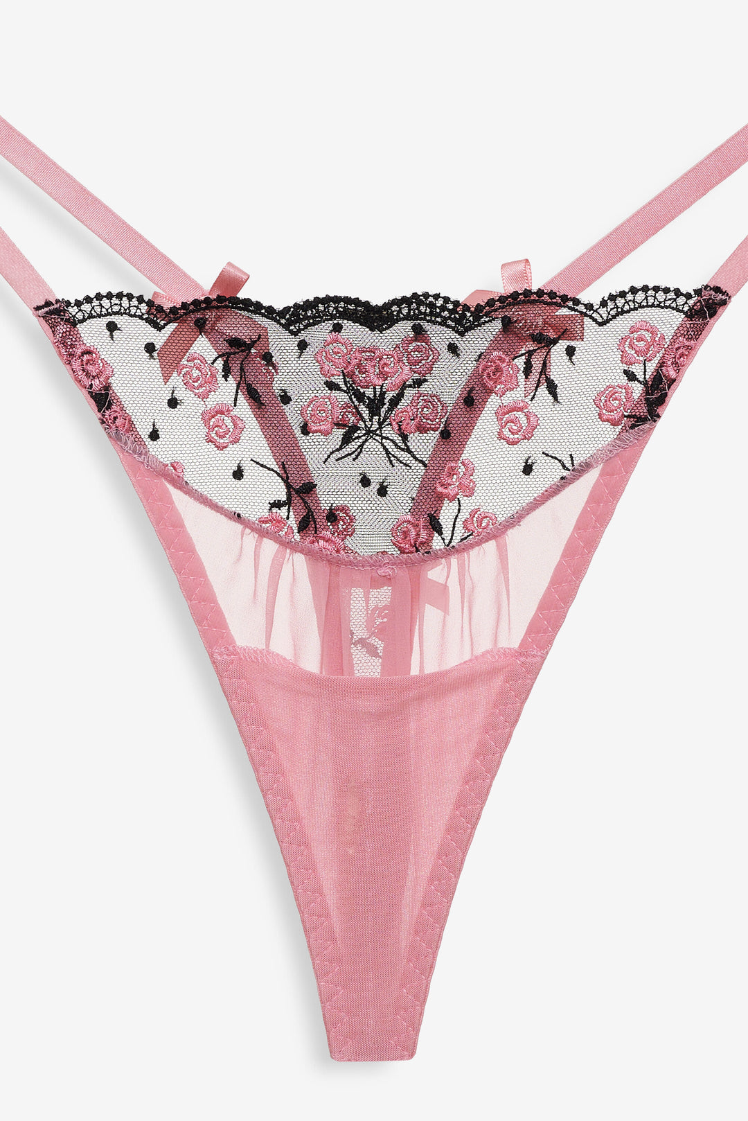 For Love and Lemons Rose Cluster Thong Panty - Pink