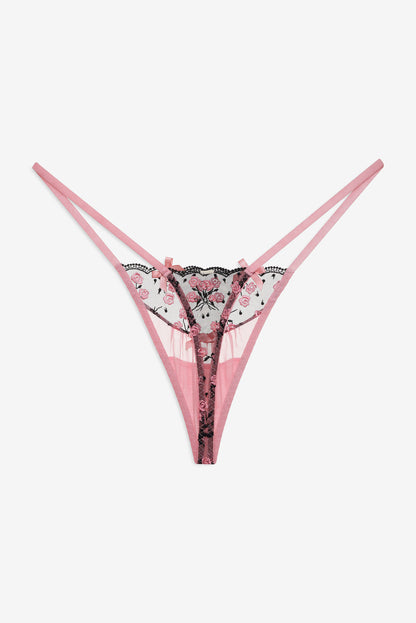 For Love and Lemons Rose Cluster Thong Panty - Pink