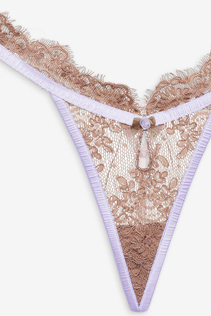 For Love and Lemons Holly Thong Panty - Chocolate